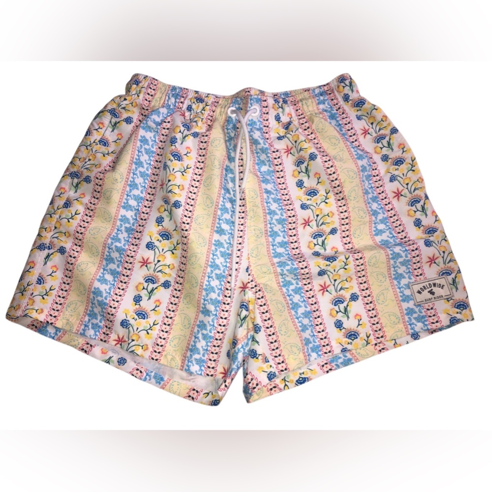 SHEIN Blue and Pink Bermuda Shorts with Bohemian Pattern